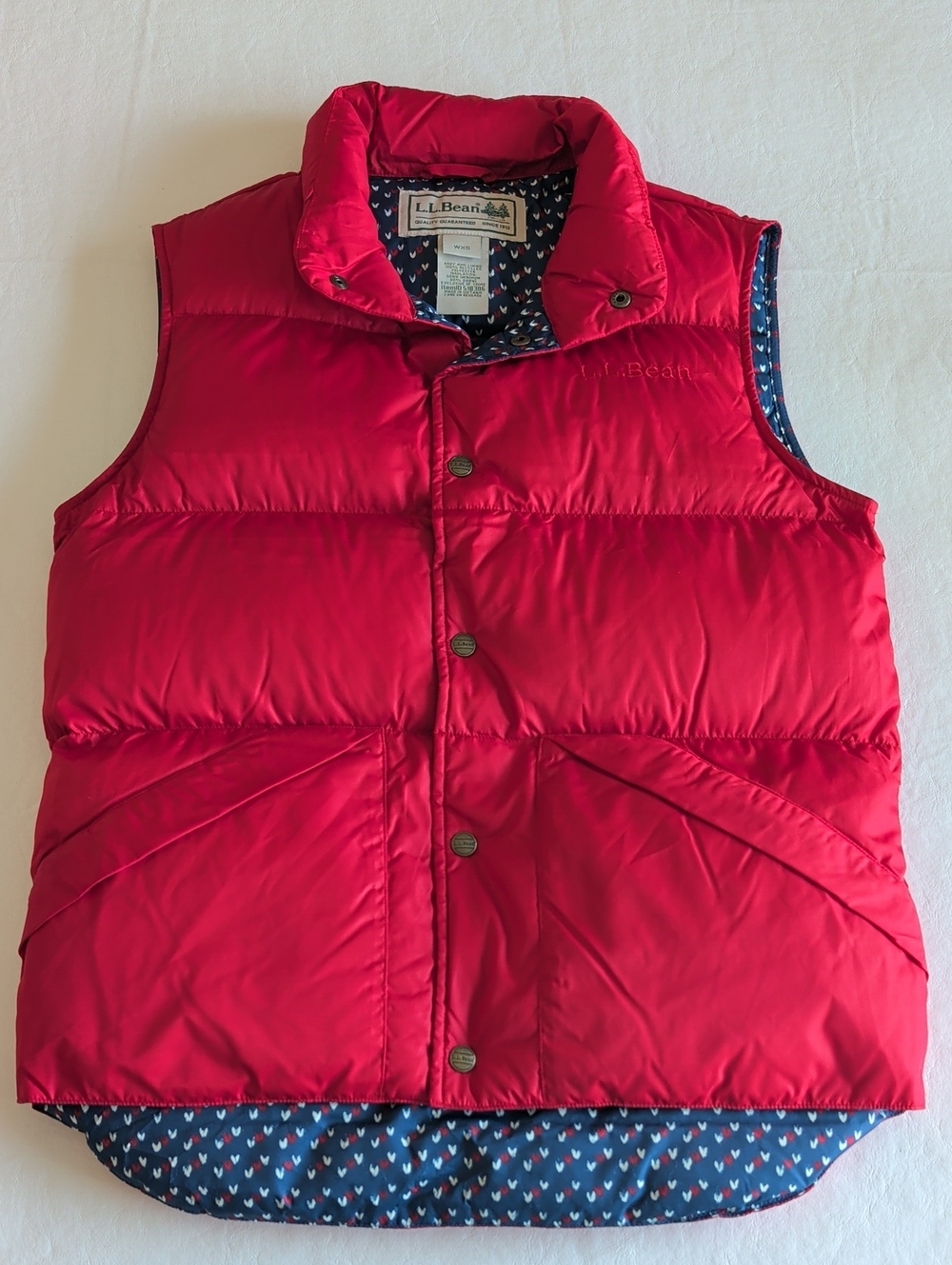L.L. Bean Red Puffer Vest Snap Front Sleeveless Trail Model Women's Size XS